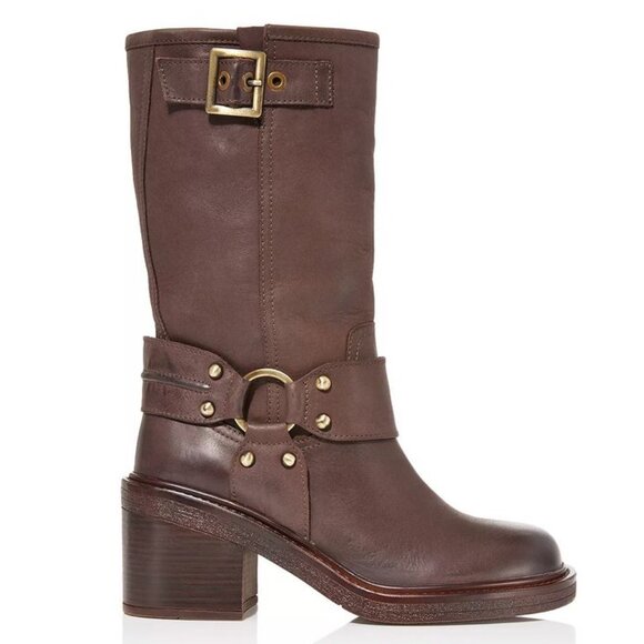 Aqua Women’s Buckled Block Heel Moto Boots, 37 - Picture 2 of 13